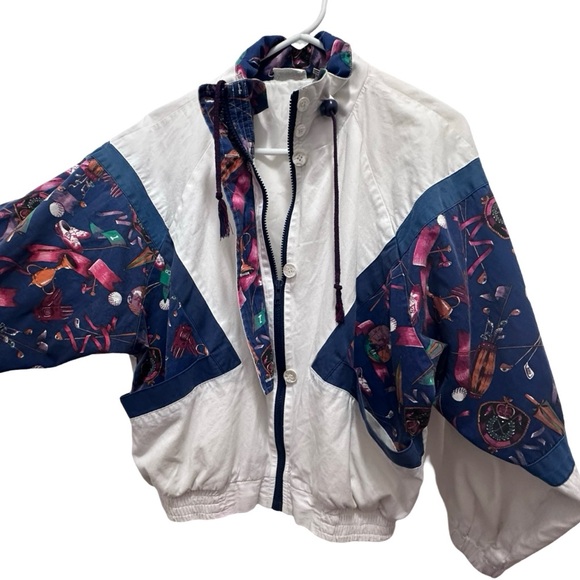 Vintage 80’s LINE-UP Golf themed Bomber Jacket - 100% cotton - Picture 3 of 14